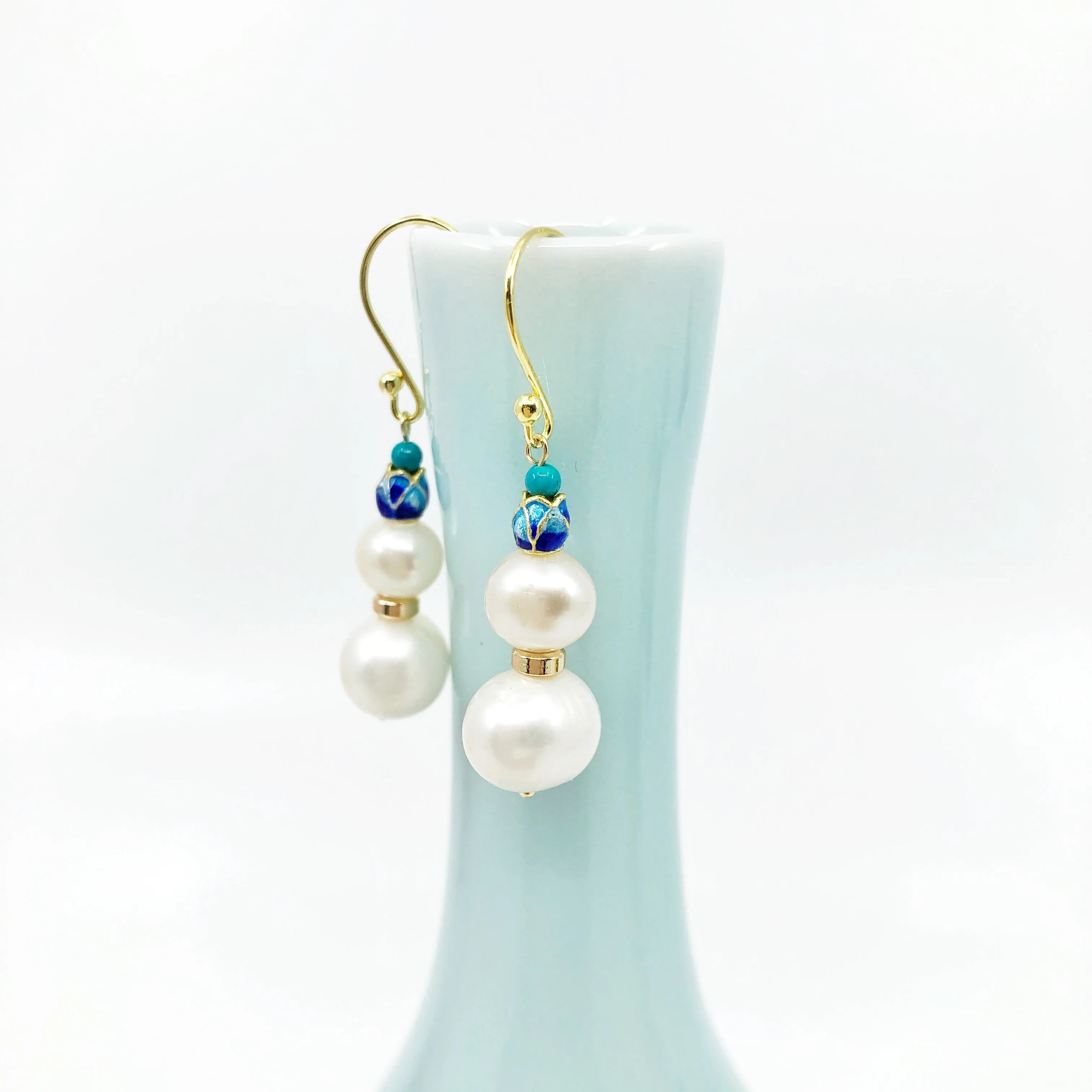 Duo Pearl Earrings Gold