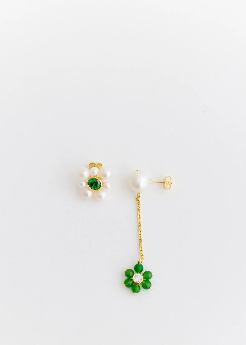 Earrings With Freshwater Pearls And Jade Beads