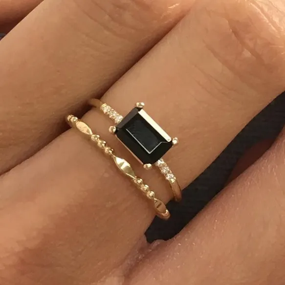 East West Onyx Equilibrium Ring (ready to ship option)*