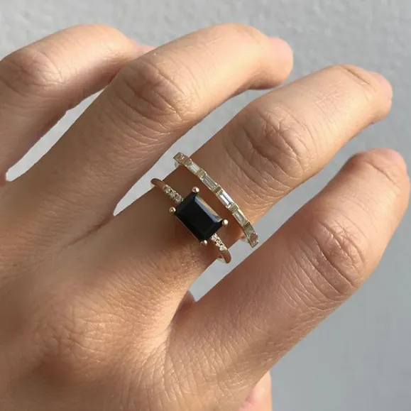 East West Onyx Equilibrium Ring (ready to ship option)*