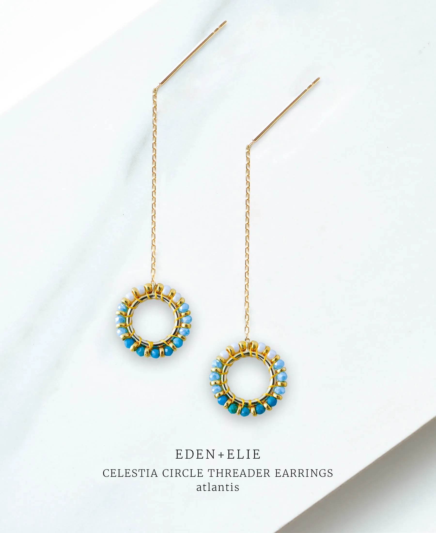 EDEN   ELIE Celestia Circle Threader Earrings - Atlantis