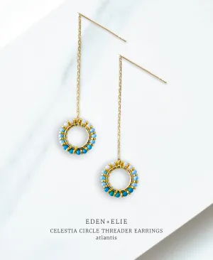 EDEN   ELIE Celestia Circle Threader Earrings - Atlantis