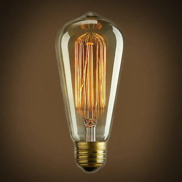 Edison Bulb - 60 Watt - 5.5 In. Length - Squirrel Cage Filament - Amber