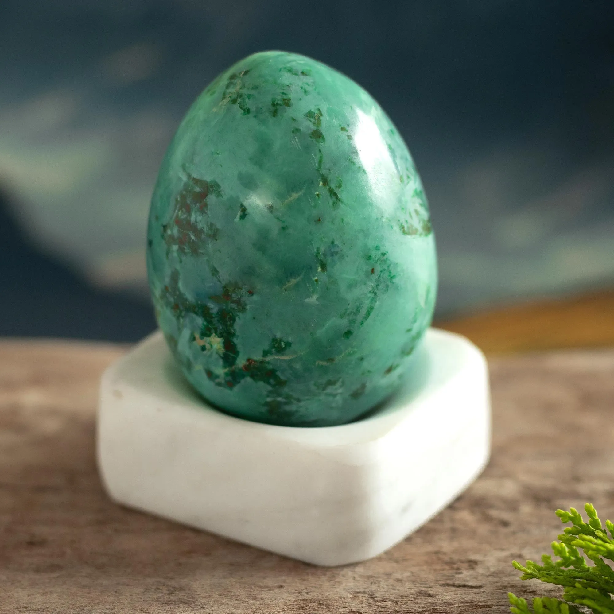 Egg-Shaped Chrysocolla Gemstone Figurine from Peru - Calming Ovus | NOVICA