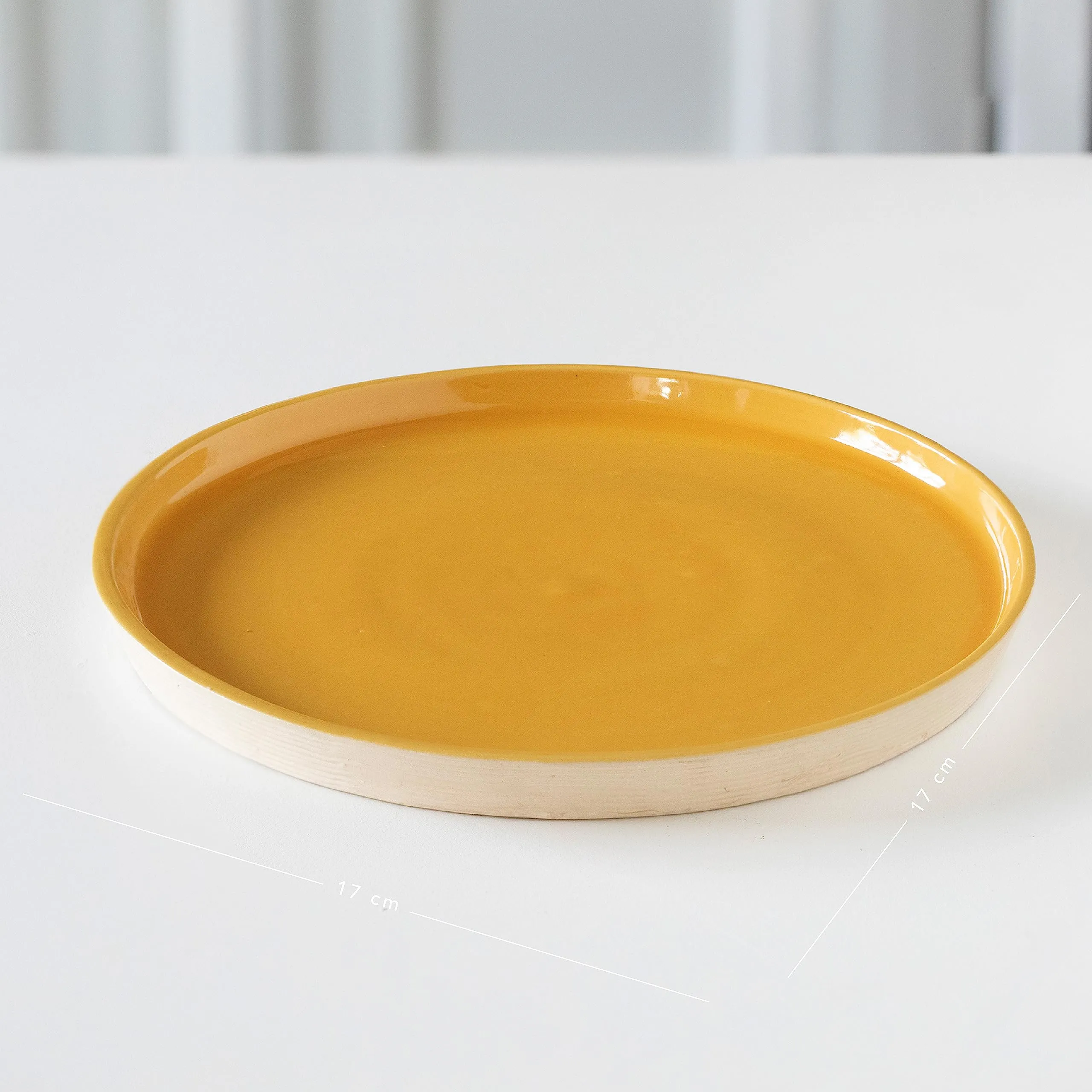 Ellementry Amber Love Ceramic Dinner and Side Plate Combo (Set of 8) (4 of Each) | Dishwasher Safe | Food Grade | Dinnerware | Bone-Ash Free | Crockery for Dining & Gifting