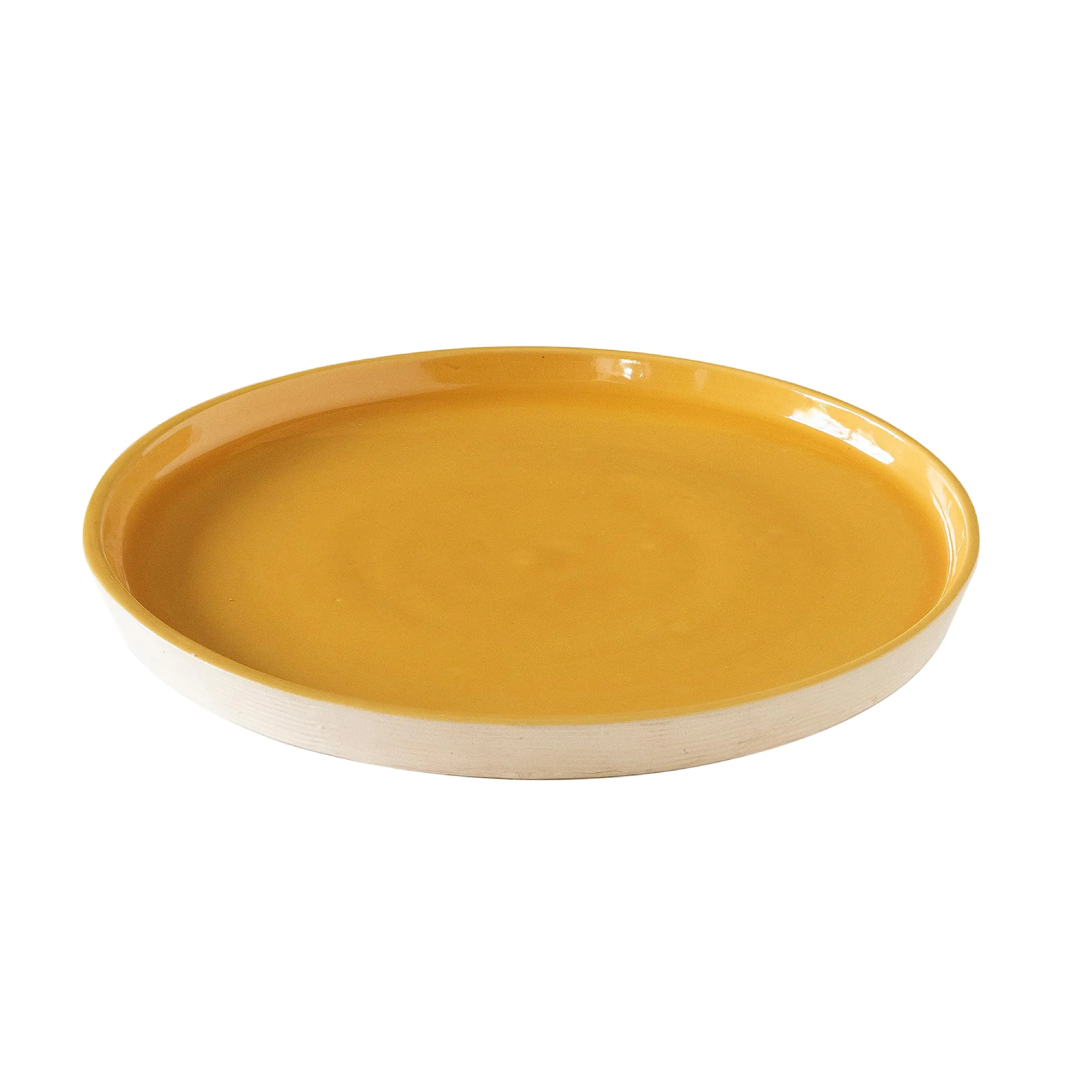 Ellementry Amber Love Ceramic Side Plate| Dishwasher & Microwave Safe | Food Grade | Dinnerware | Bone-Ash Free | Crockery for Dining & Gifting | Kitchen Accessories Items (Pack of 4)