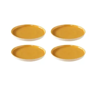 Ellementry Amber Love Ceramic Side Plate| Dishwasher & Microwave Safe | Food Grade | Dinnerware | Bone-Ash Free | Crockery for Dining & Gifting | Kitchen Accessories Items (Pack of 4)