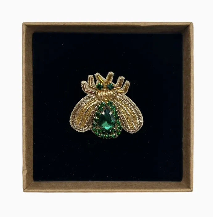 Embroidered Jewel Insect Brooch