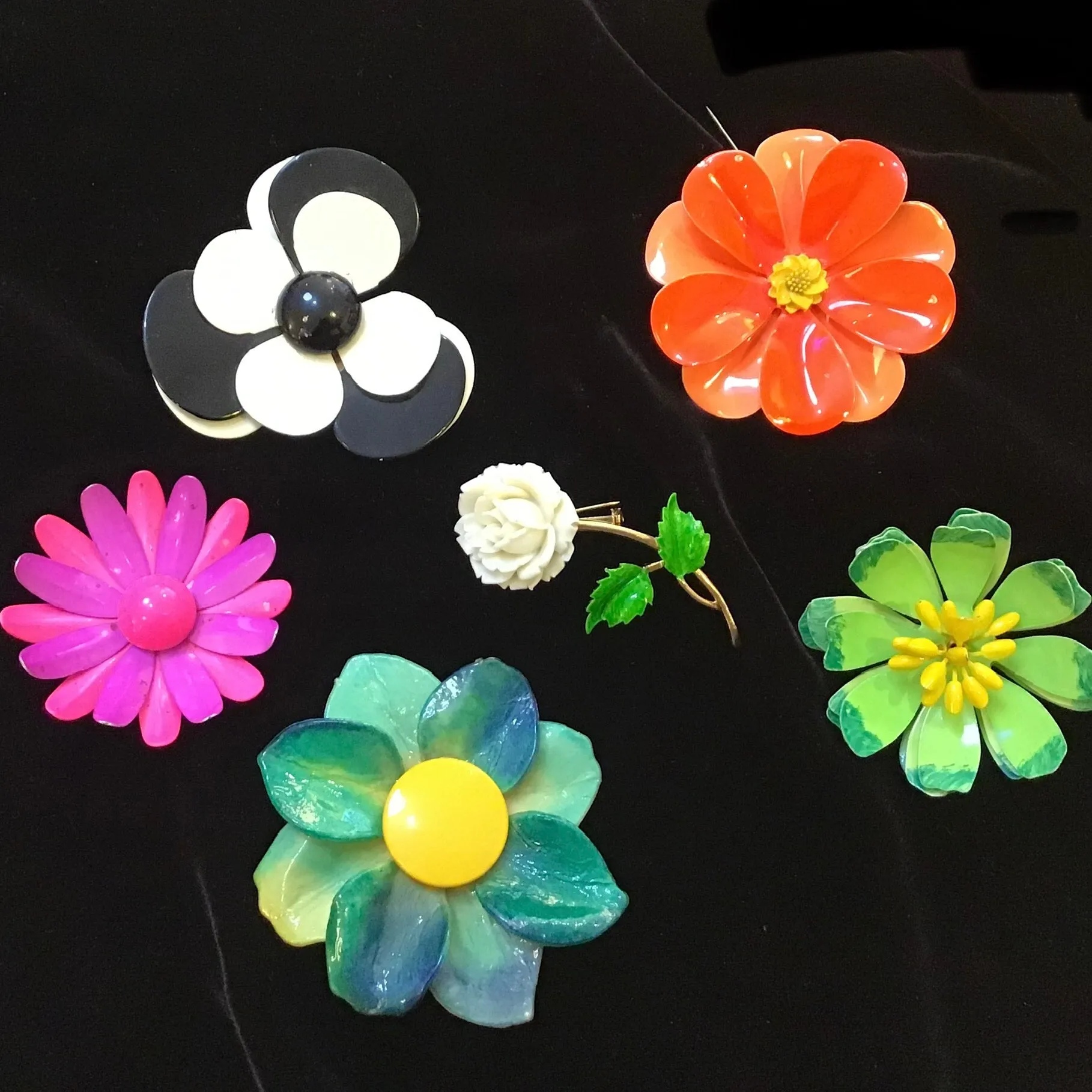 Enamel Flower Brooches