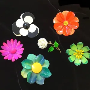 Enamel Flower Brooches