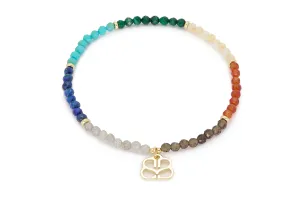 Entire Multi Gemstone Gold Stretch Bracelet