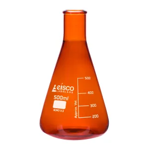 Erlenmeyer Flask, Amber, 500mL - Narrow Neck - Borosilicate Glass