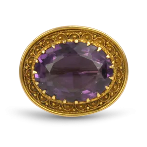 Estate 14k Yellow Gold Victorian Shaped Amethyst Pin