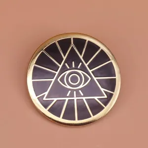 Eye Of Providence Brooch - Black Enamel Round Shape