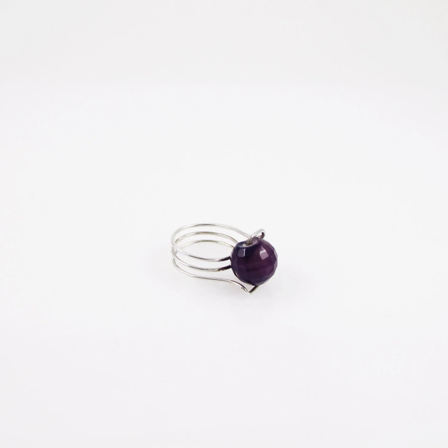 Faceted Amethyst Curly Ring