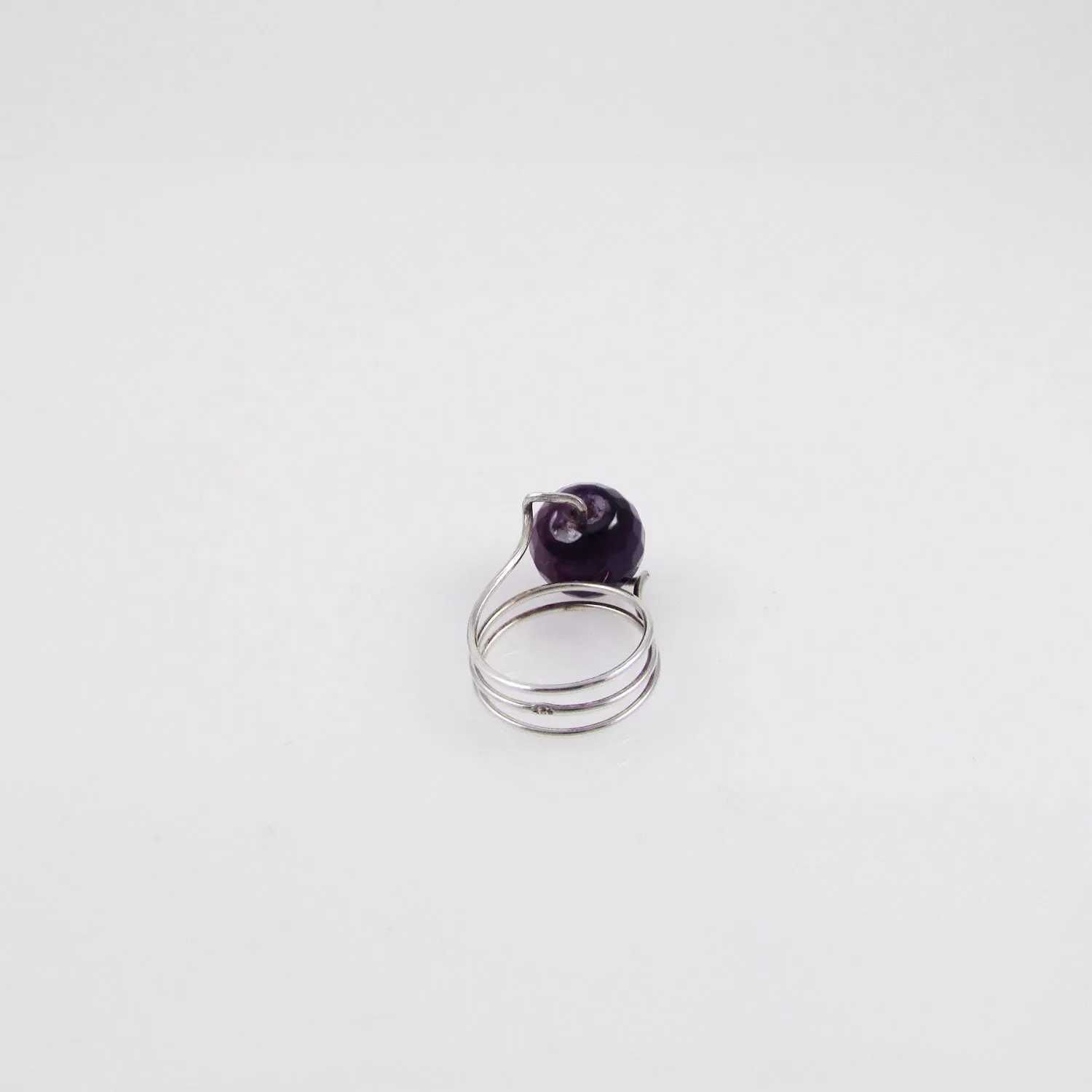 Faceted Amethyst Curly Ring