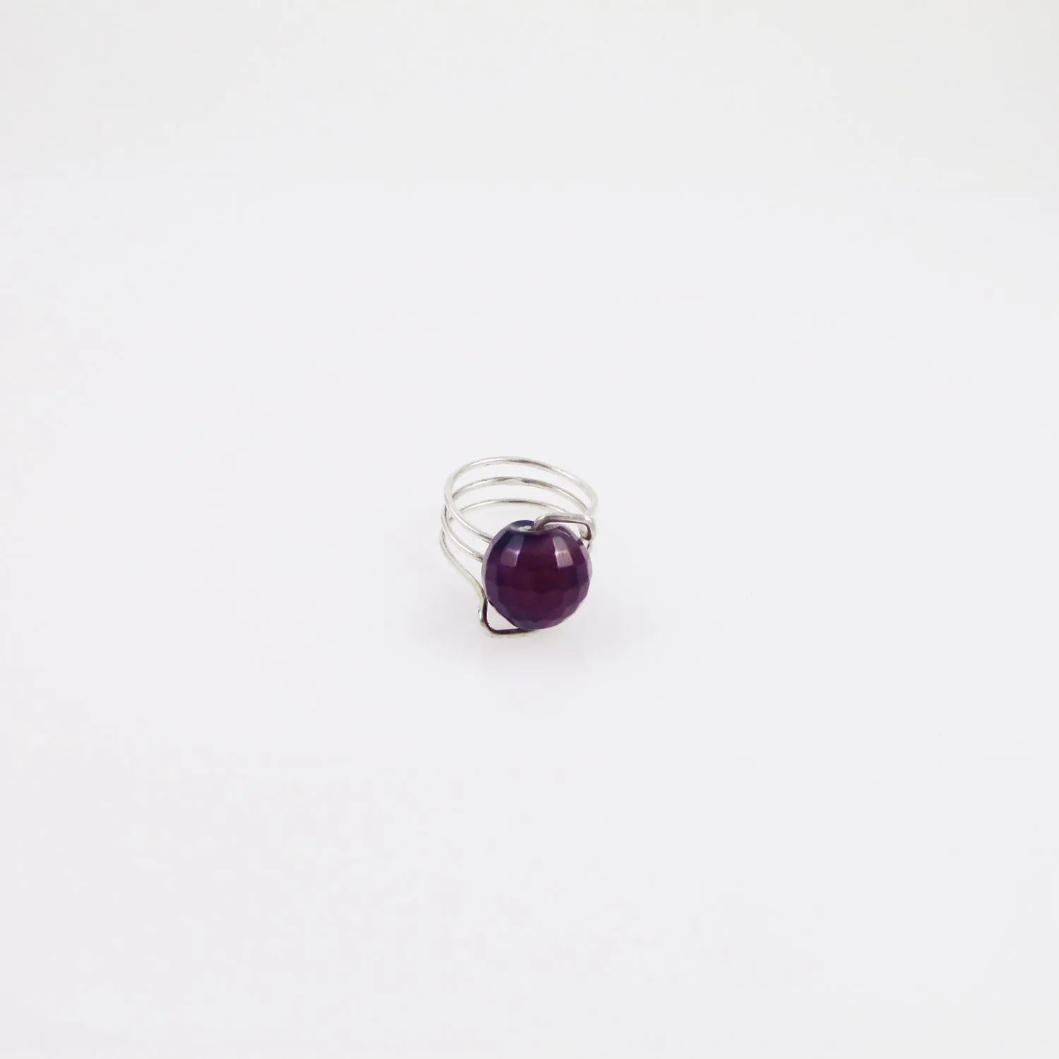 Faceted Amethyst Curly Ring