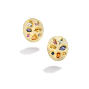 Faceted Multi-Stone Disc Earrings