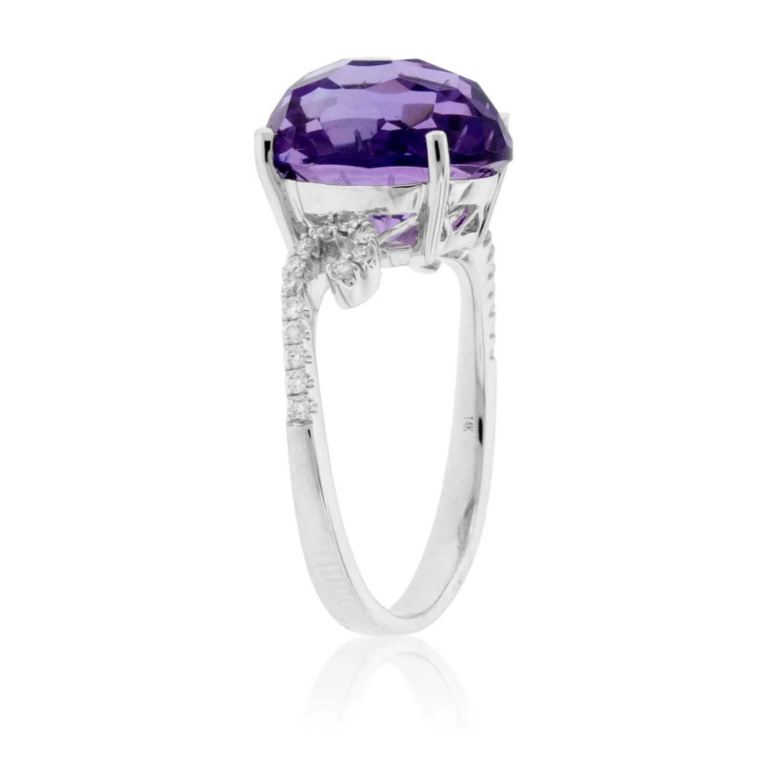 Fancy Shaped Amethyst with Diamond Shank Ring