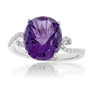 Fancy Shaped Amethyst with Diamond Shank Ring