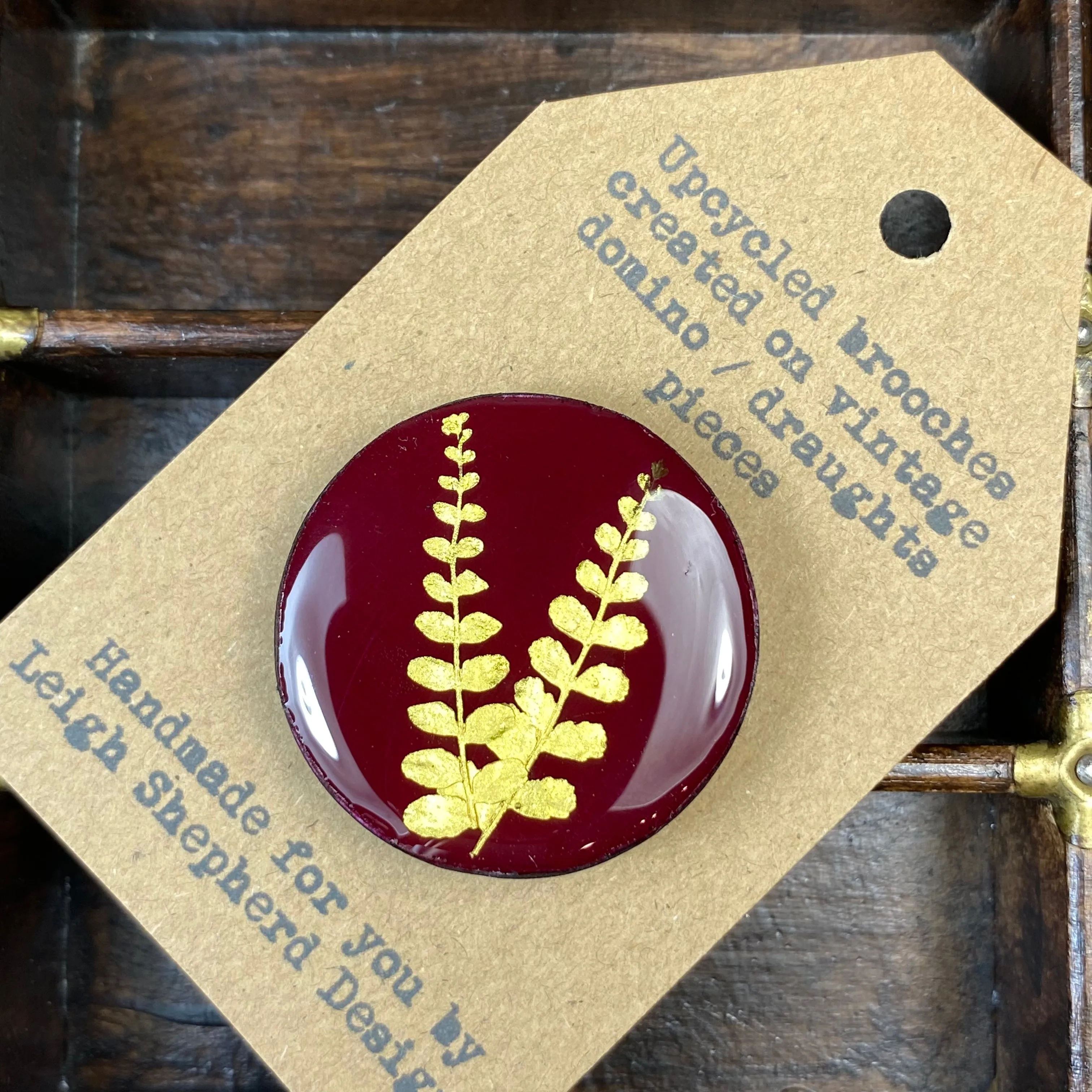 Fern Draughts Piece Brooch