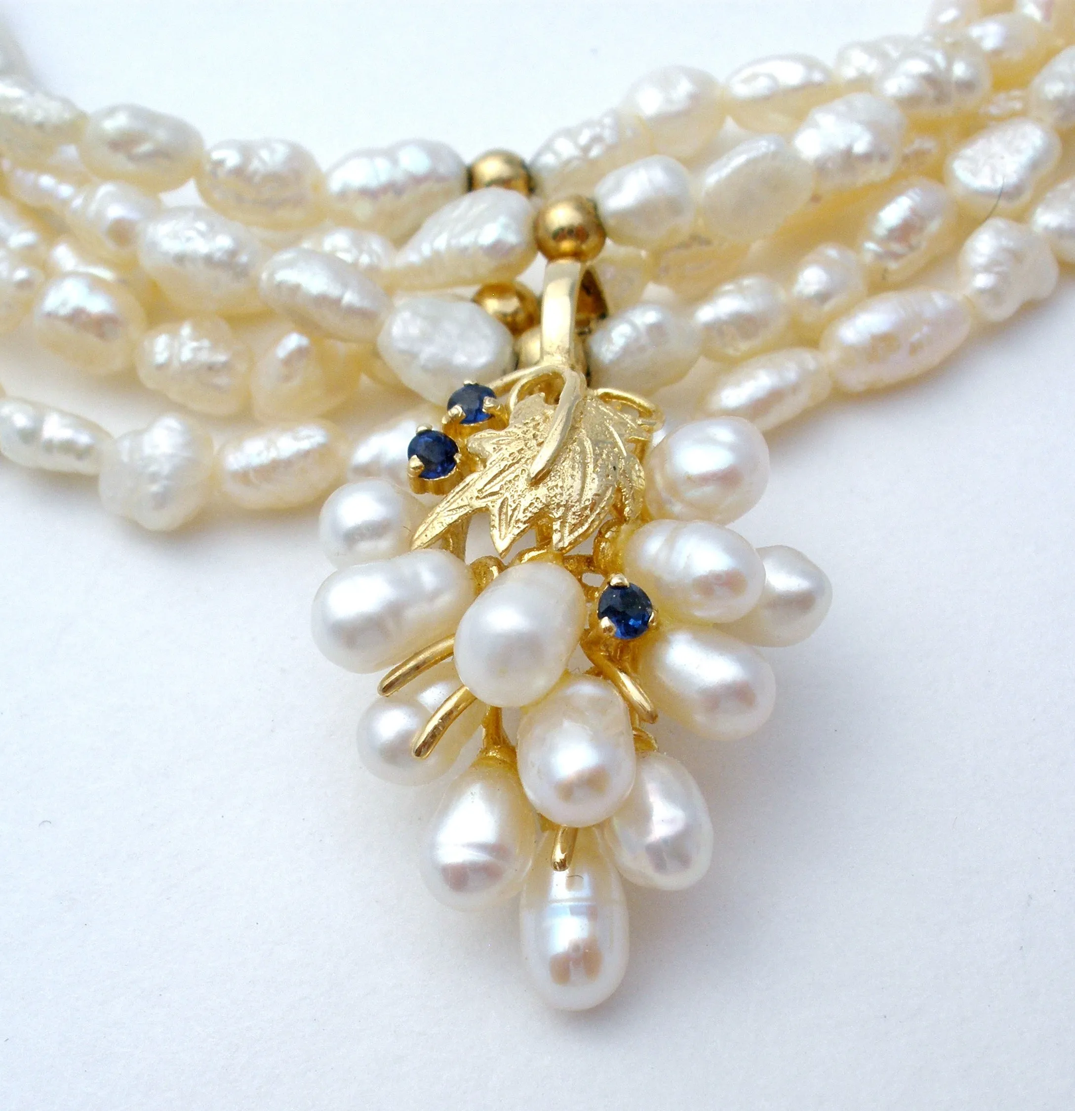 Freshwater Pearl Necklace with Sapphire Enhancer