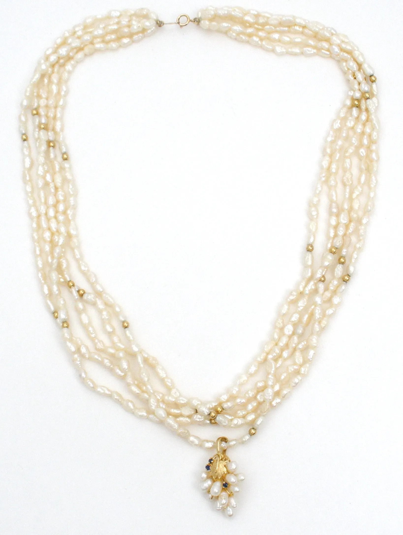 Freshwater Pearl Necklace with Sapphire Enhancer