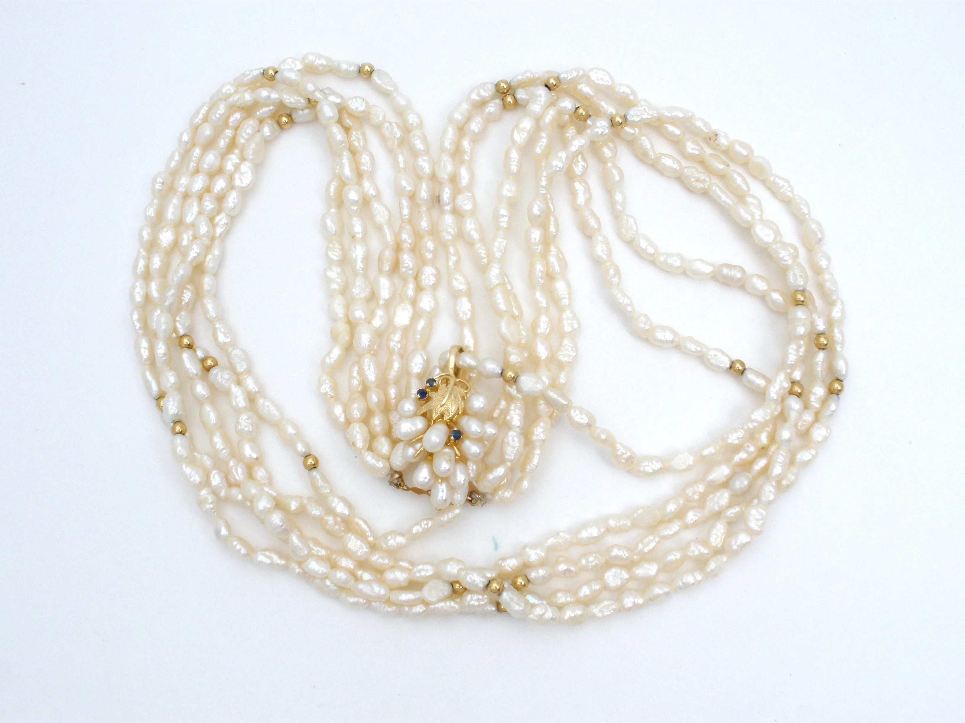 Freshwater Pearl Necklace with Sapphire Enhancer