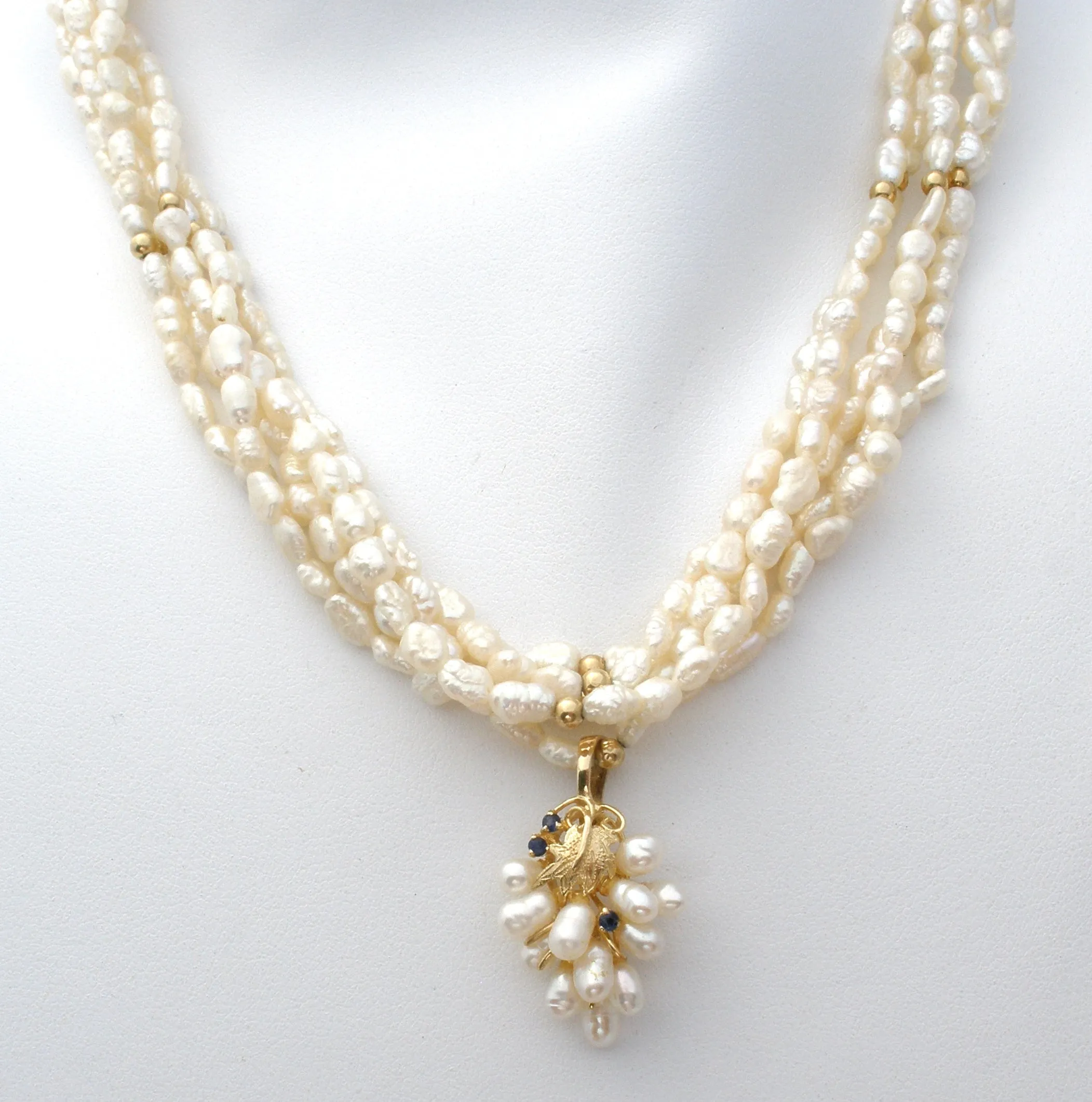 Freshwater Pearl Necklace with Sapphire Enhancer