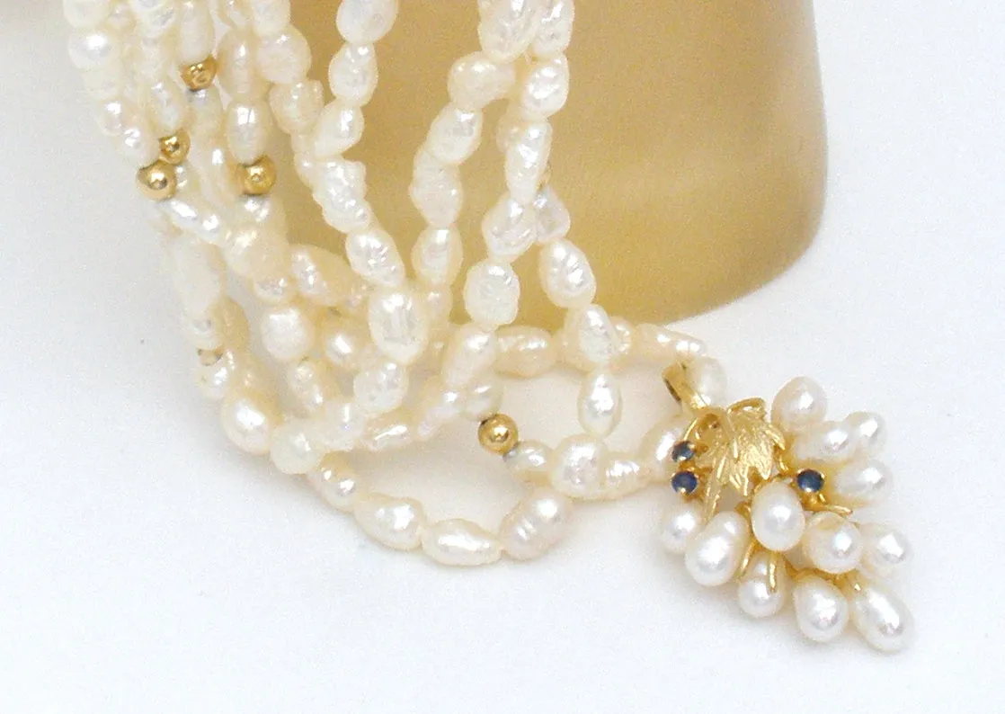 Freshwater Pearl Necklace with Sapphire Enhancer