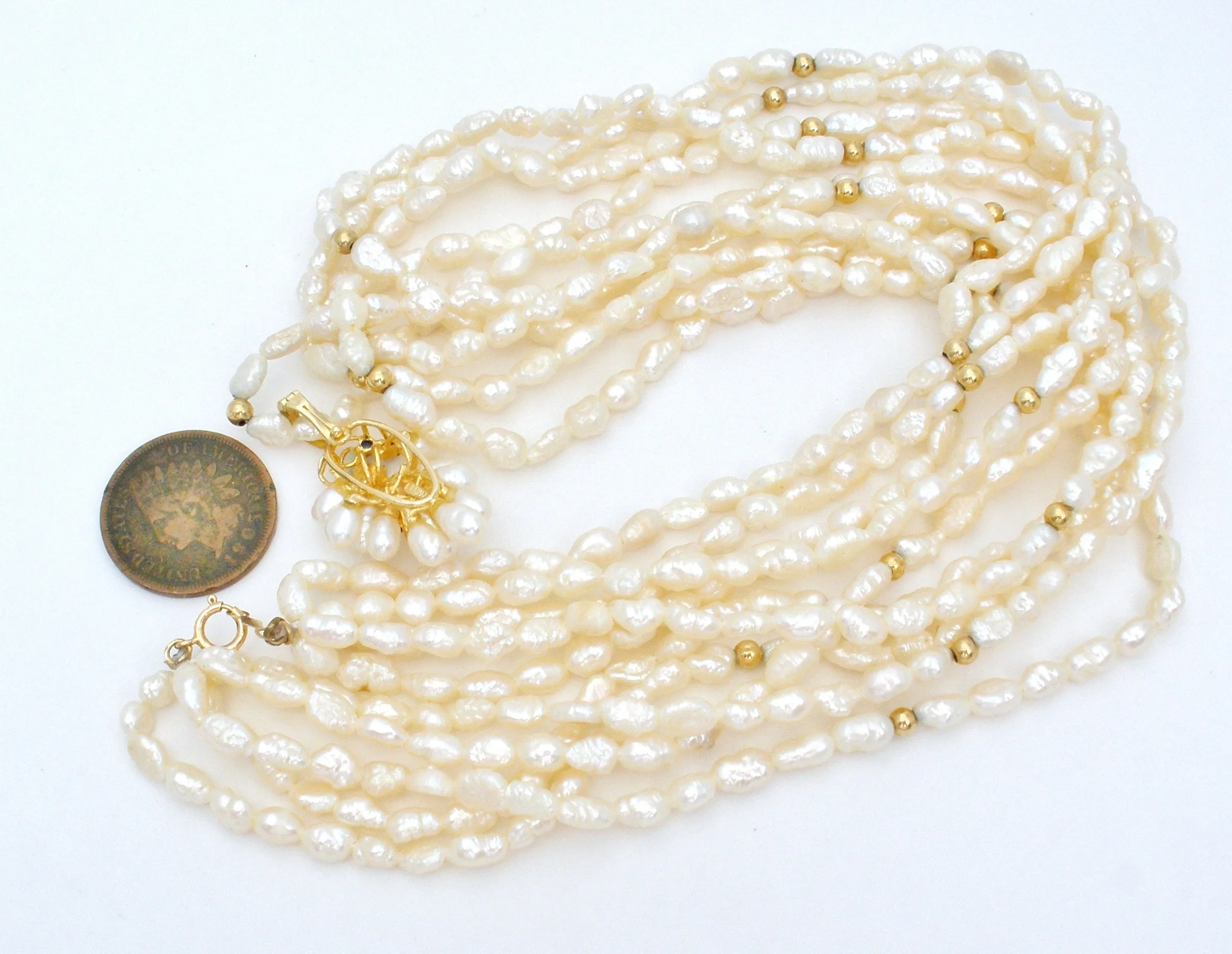 Freshwater Pearl Necklace with Sapphire Enhancer