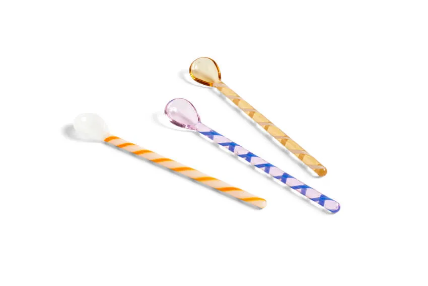 Glass Spoons - 'Spice' Set of 3 | Amber, Light Pink, White | by HAY