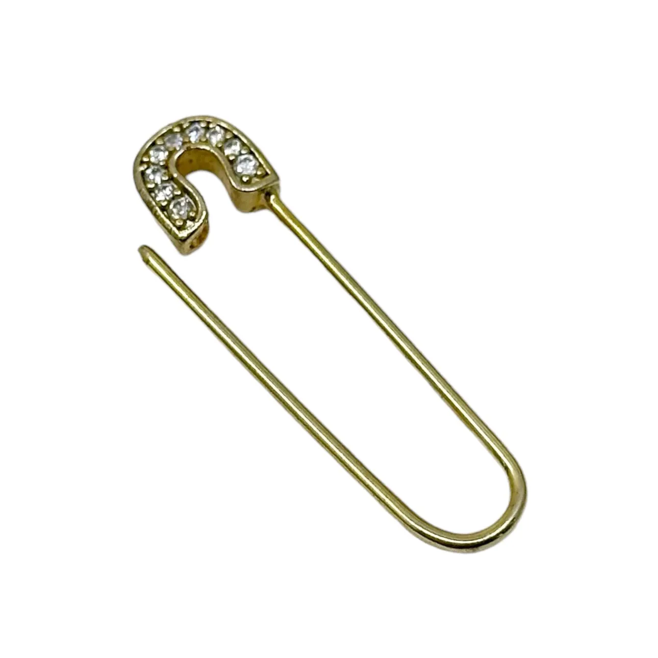 Gold Vermeil sterling silver cubic zirconia safety pin brooch