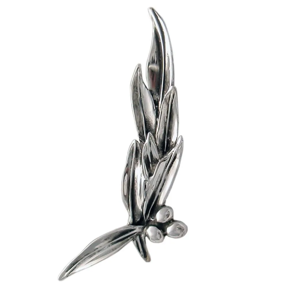 Greek Traditional Olive leaf brooch in sterling silver (K-38)