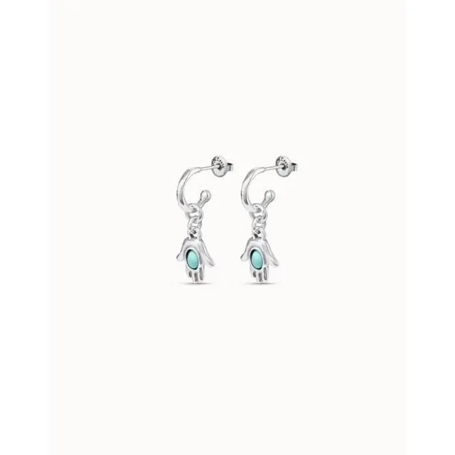 Hamsa Turquoise Metal Natural Stone Earrings