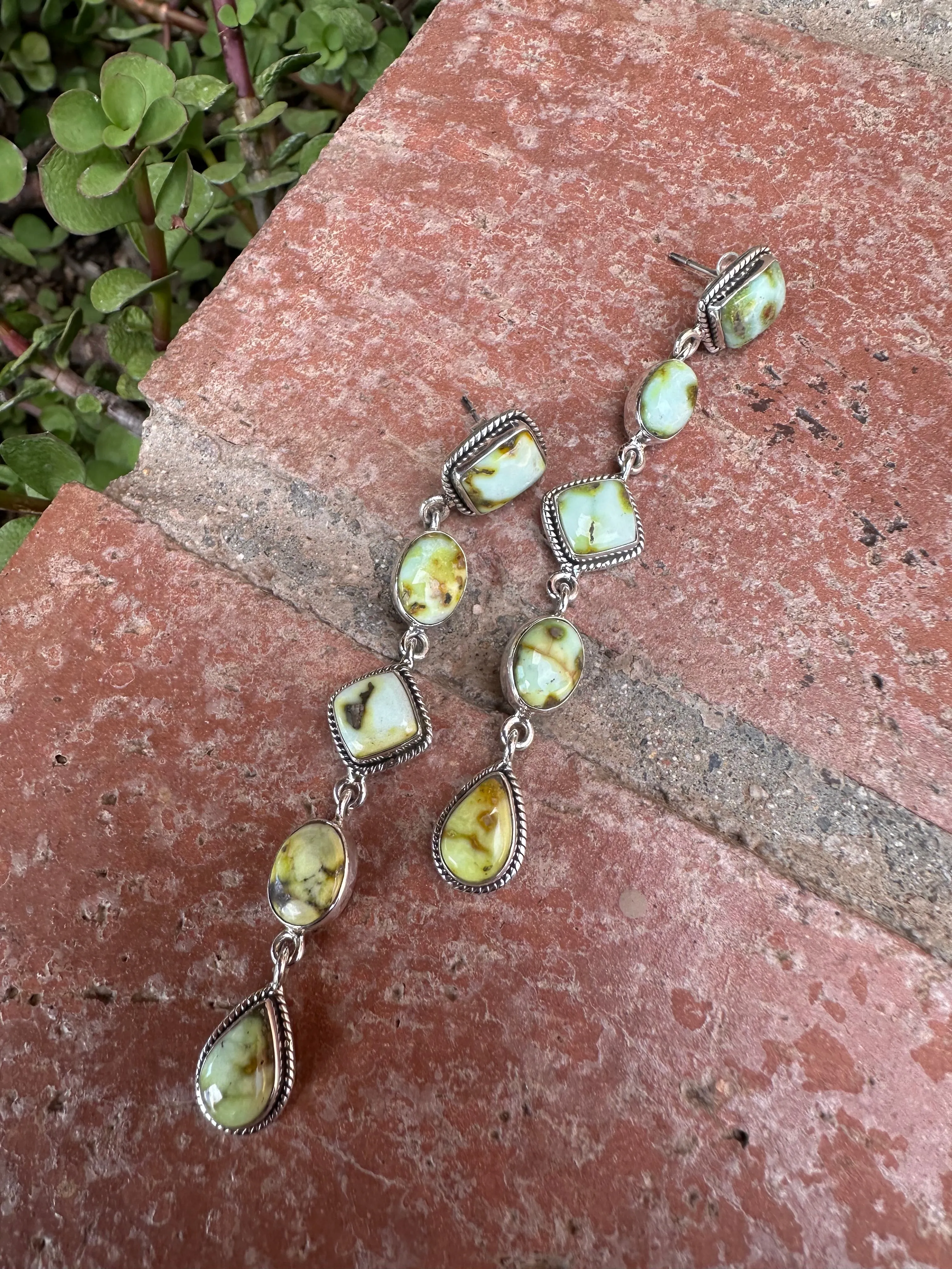 Handmade Palomino Turquoise and Sterling Silver Dangle Earrings