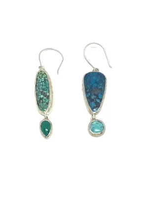 Heather Benjamin Turquoise and Silver Wabi Sabi Drop Earrings