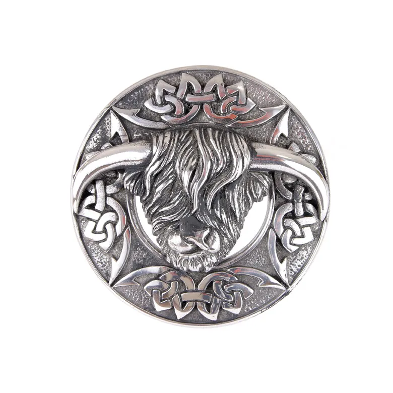 Highland Coo Plaid Brooch