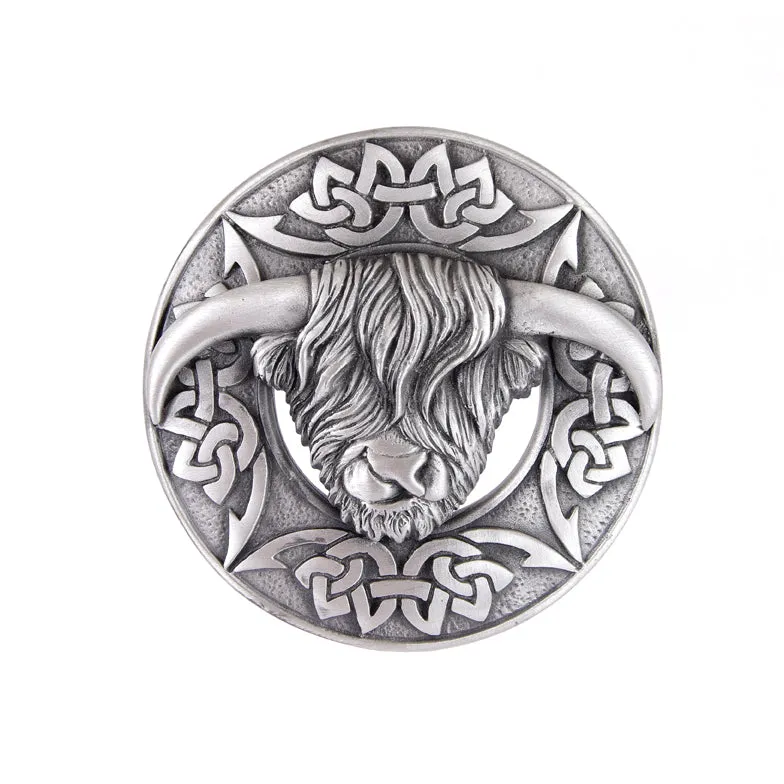 Highland Coo Plaid Brooch