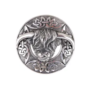 Highland Coo Plaid Brooch