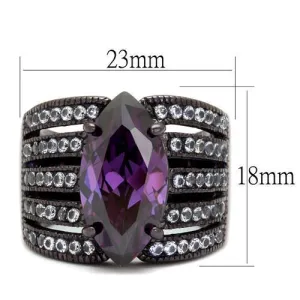 IP Dark Brown (IP coffee) Stainless Steel Ring with AAA Grade CZ in Amethyst for Women Style TK1752DC