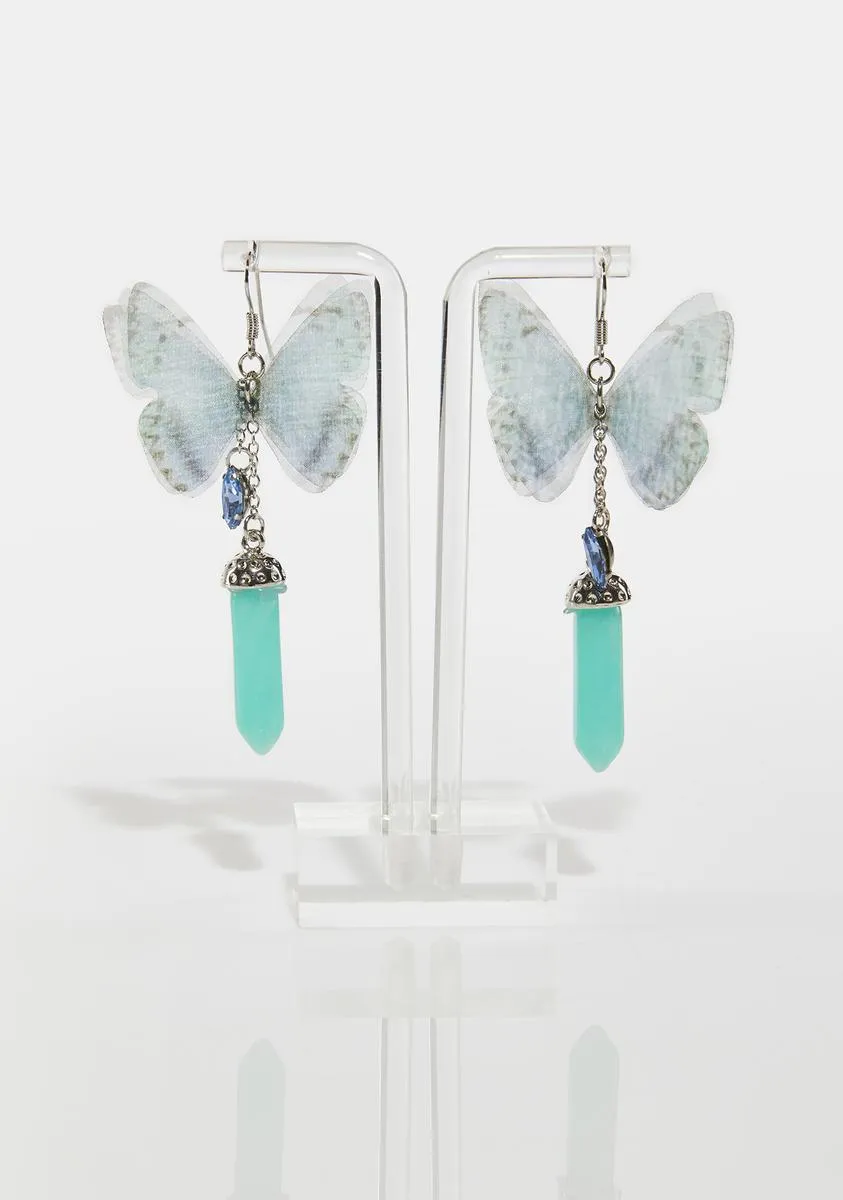 Jaded Wonders Butterfly Crystal Earrings