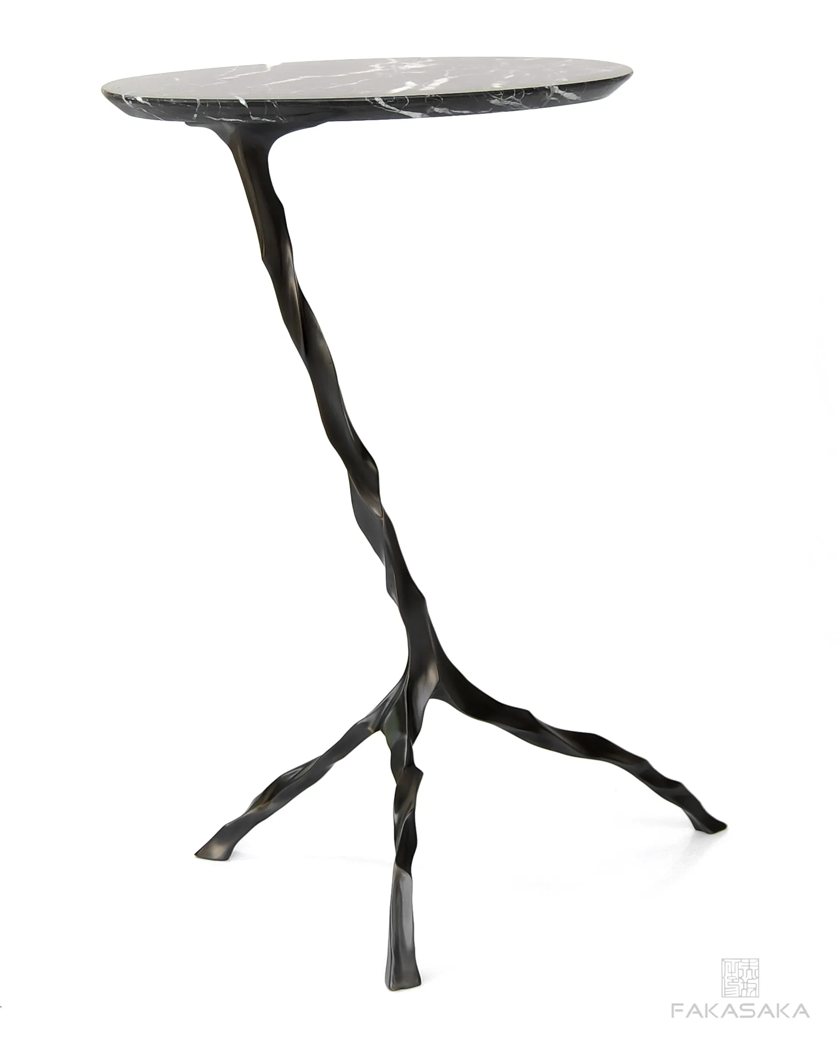 JANIS DRINK TABLE<br><br>NERO MARQUINA MARBLE<br>DARK BRONZE