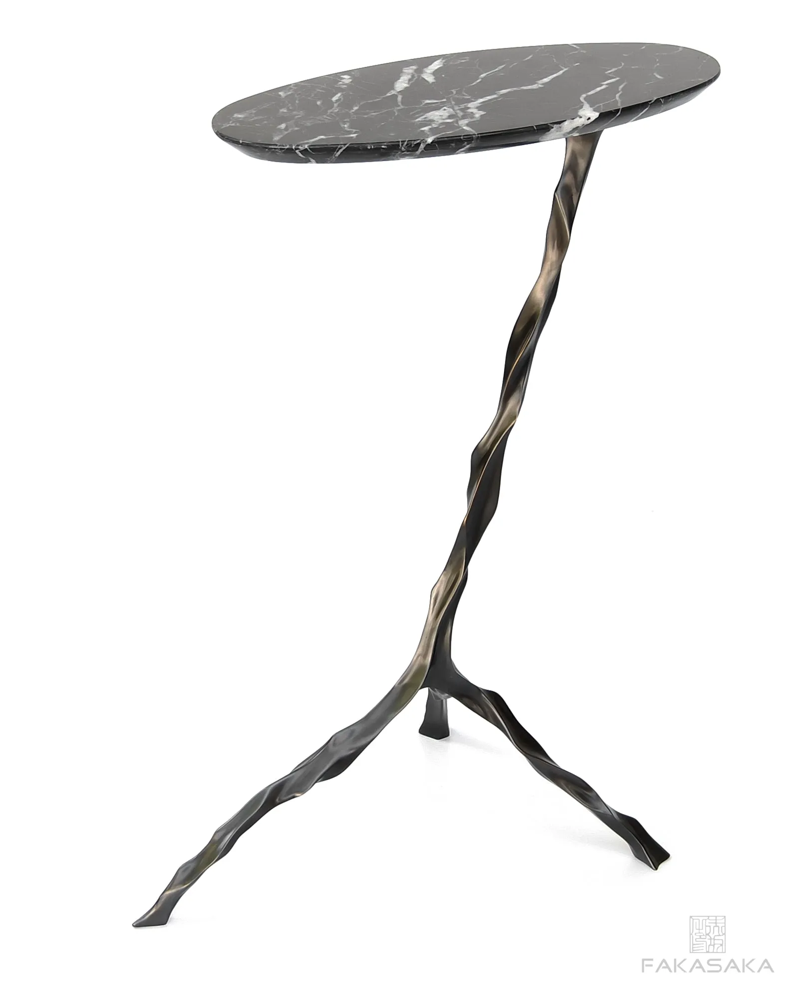 JANIS DRINK TABLE<br><br>NERO MARQUINA MARBLE<br>DARK BRONZE