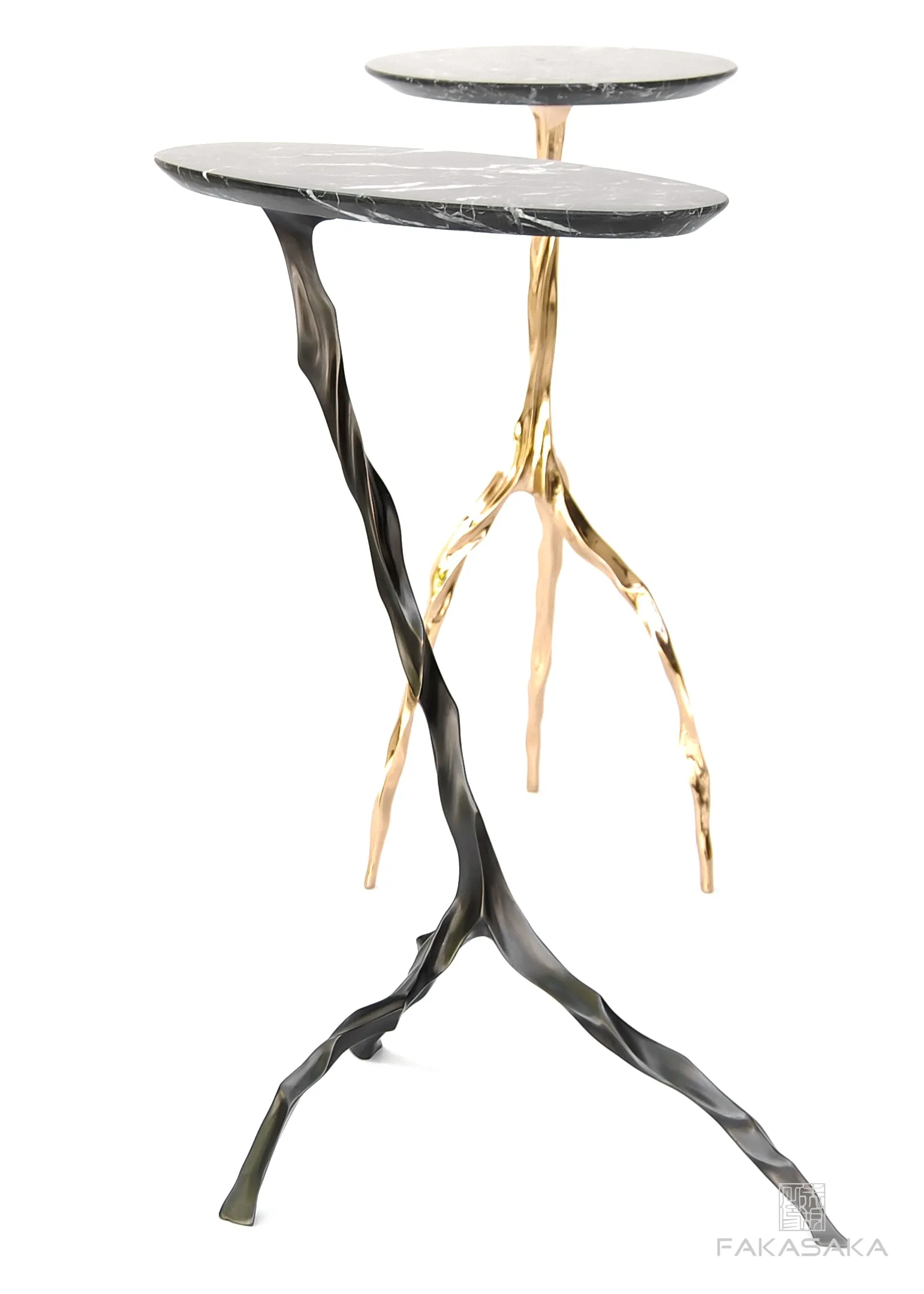 JANIS DRINK TABLE<br><br>NERO MARQUINA MARBLE<br>DARK BRONZE