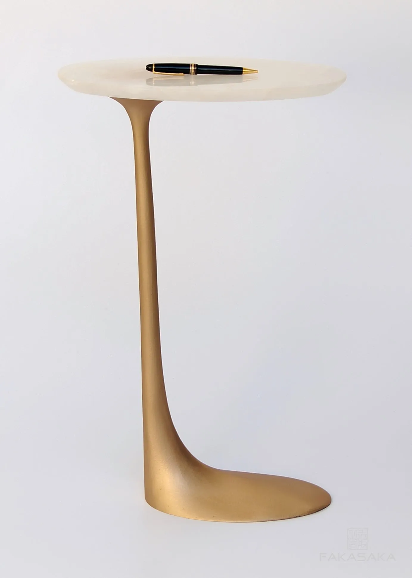 KEITH DRINK TABLE<br><br>ONYX<br>POLISHED TEXTURED BRONZE