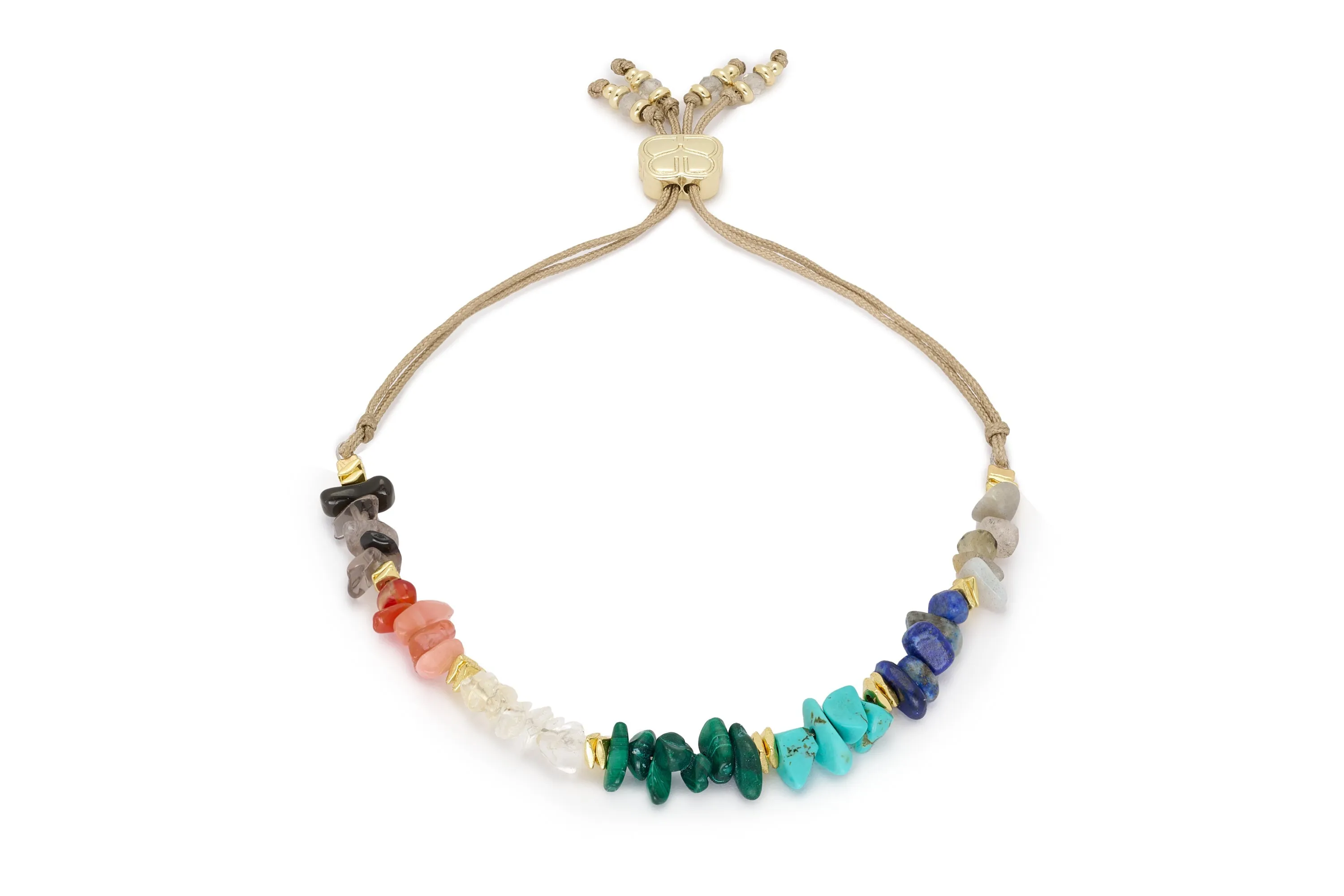 Kenzo Rough Cut Chakra Gemstone Gold Bracelet