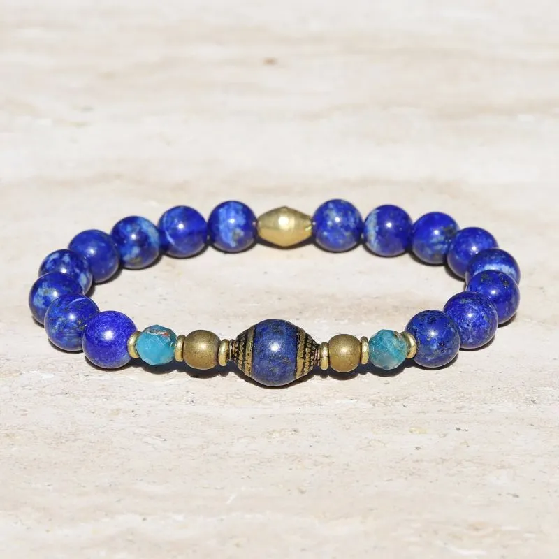 Lapis Lazuli and Tibetan Bead Bracelet