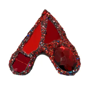 LETTER A - RED WITH CRYSTAL BROOCH