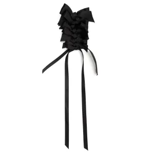 Long Rosette Bow Brooch Satin